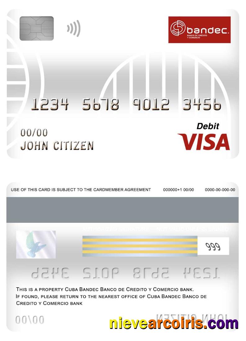 Cuba Bandec Banco de Credito y Comercio bank visa debit card